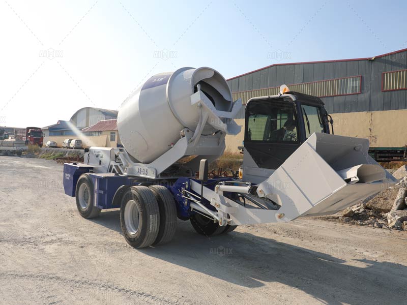 self loading concrete mixer on site